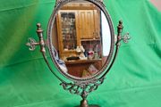 Ornate Victorian Style Brass Swivel Vanity Mirror  Antique Dressing Table Mirror