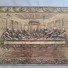 vintage embossed copper plaque