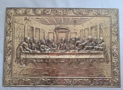 vintage embossed copper plaque