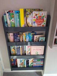 Navy dark grey kids book shelf case