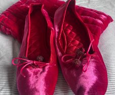 Pink velvet luxury handmade slippers