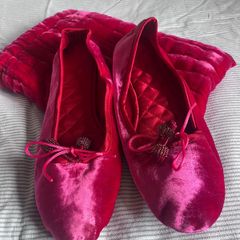 Pink velvet luxury handmade slippers
