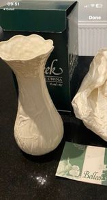 Belleek  10.25 inch tall  Daisy Vase  in original box