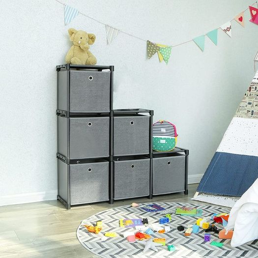 6-Cube Storage System with 6 Fabric Boxes - Free Delivery Nationwide