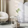 Side Table, Round End Table with Fabric Basket, Spacious, for Living Room Bedroom, Bedside Table, Modern Style, White and Beige LET223W10 Image 9