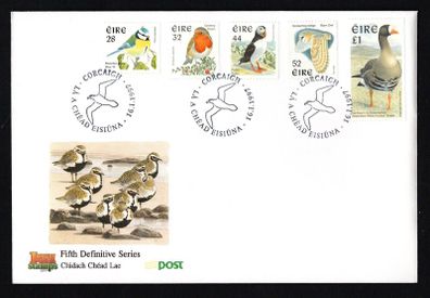 1997 Ireland Eight Definitive Stamp Series Birds Stamps An Post First Day Cover (FDC) with Cork Cancel