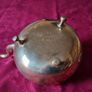 Vintage Solid Brass Art Deco Engraved With Decorations Footed Medium Size Tea Pot With Lid And Wooden Handle Made In India Image 9