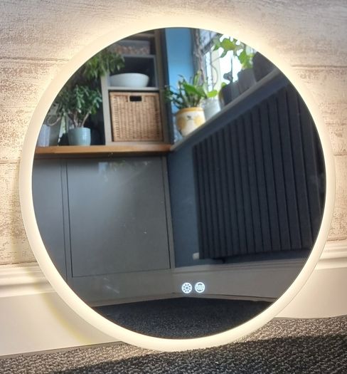 LED Bathroom Mirror Round Makeup Ensuite Fog Free Demister Vanity Bright Light Dual LED Memory Function Touch Switch