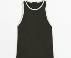 Massimo Dutti Sleeveless Black/Cream Contrast Top