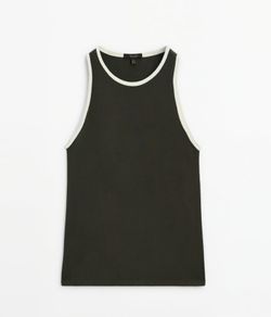 Massimo Dutti Sleeveless Black/Cream Contrast Top