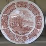 Vintage Set of Six Brown and White Fair Winds, Historical Scenes of Chinese Export to America - "The George Washington at Anchor" Salad Plates by Alfred Meakin Image 5