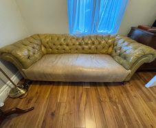 Antique Leather Chesterfield Sofa Couch - Needs Repair