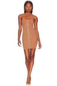 LPA Brown Knit Tube Strapless Mini Dress RRP 250E