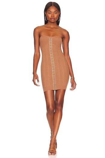 LPA Brown Knit Tube Strapless Mini Dress RRP 250E