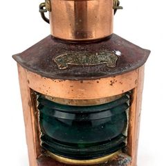 Vintage 1920s-1930s Dutch Maritime Copper Starboard Lamp