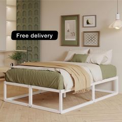 Super King Bed Frame 36cm High with Steel Slats Support, 180 x 200cm