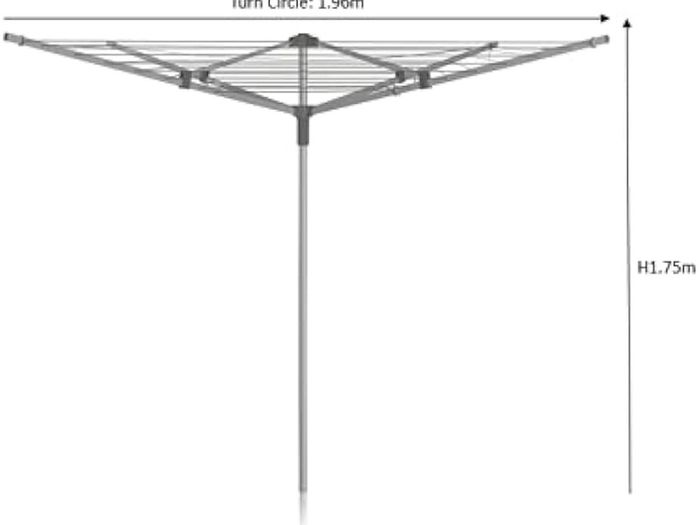 NEW SALE | 40m 4 Arm Rotary Washing Line (Grey) Multiple Tension Adjustment, Folding Outdoor Rotating Clothes Dryer & Ground Spike MOB, Metallic