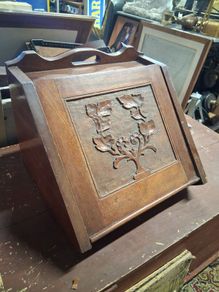 Carved Mahogany Coal Scuttle