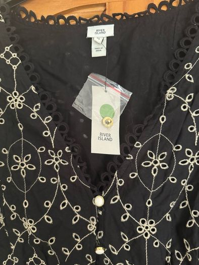 BNWT River Island Pretty Punk Black embroidered dress size UK14 EU42 Postage included