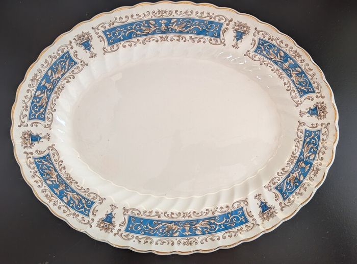 Pair Myott Rialto Blue Oval Serving Platter Plates Staffordshire Ironstone Vint