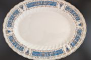 Pair Myott Rialto Blue Oval Serving Platter Plates Staffordshire Ironstone Vint
