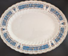 Pair Myott Rialto Blue Oval Serving Platter Plates Staffordshire Ironstone Vint