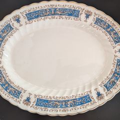 Pair Myott Rialto Blue Oval Serving Platter Plates Staffordshire Ironstone Vint