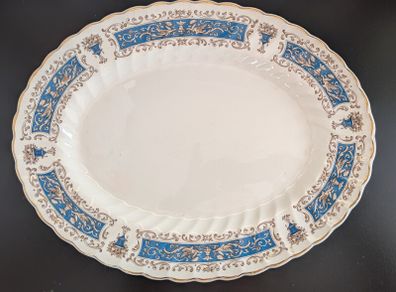 Pair Myott Rialto Blue Oval Serving Platter Plates Staffordshire Ironstone Vint