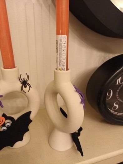 Halloween candsticks and candles x 2
