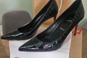 Christian Louboutin Kate 85 Pumps Black Embossed Leather