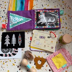 Items from "The Charmer" lovevery play kit 3-4 months