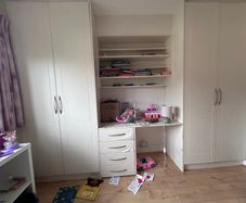 White Fitted Bedroom Wardrobes with Desk & Shelving