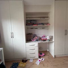White Fitted Bedroom Wardrobes with Desk & Shelving