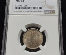 Ireland 1952 | Irish 6p | 6 Pence | Wolfhound | KM.13a | MS 64