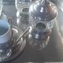 Antique stainless steel and glass French coffee set with tray Image 6