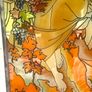 Vintage Art Nouveau Style Hand Painted and stained glass Glass Panel Image 5