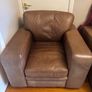 Brown Leather Sofa & Armchair Image 2