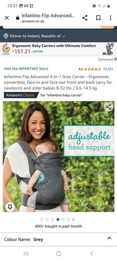 Infantino Flip Advanced 4 in 1 Grey Baby Carrier