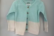 Pure baby aqua &amp; ivory unisex organic cotton cardigan Sz 3-6mths EUC