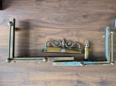 Vintage/antique adjustable brass fireplace fender