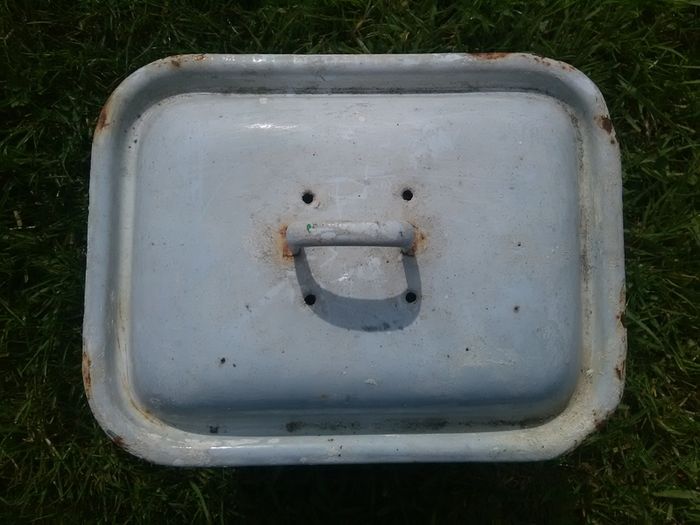 Vintage Enamel Bread / Storage Bin Crock Kitchenalia