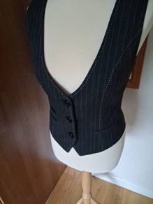 Sophie B Slate Grey Pinstripe Waistcoat Size 8-10