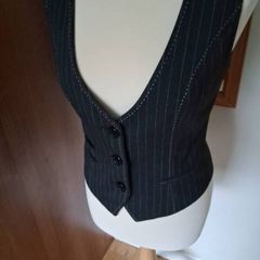 Sophie B Slate Grey Pinstripe Waistcoat Size 8-10