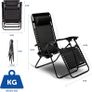 Set of 2 Sun Lounger Garden Chairs With Cup And Phone Holder - Deck Folding Recliner Zero Gravity Outdoor Chair - Black/Black Image 2