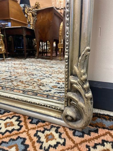 FLASH SALE ! Was 295 now 230 !Beautful Long & Narrow Silver Gilt Plaque Decorated Panel Mirror.