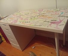 Desk and set of five drawers