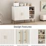 Sideboard with Curved Texture, Wooden Storage Cabinet with 2 Doors and 3 Tier Shelves, Cupboard, Buffet for Living Room, Kitchen, Hallway, Cream Colour, 110 X 35 X 82 cm Image 3