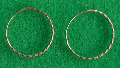 Vintage 9K Gold  Hoop Earrings 0,5"
