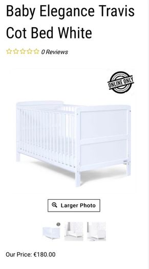 Baby Elegance Cot Bed and Clevamama mattress