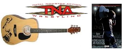 TNA Wrestling: Official Jeff Jarrett Laser Engraved Guitar & Complete 4 Disc 12 Hour Jeff Jarrett: King of the Mountain DVD Boxset